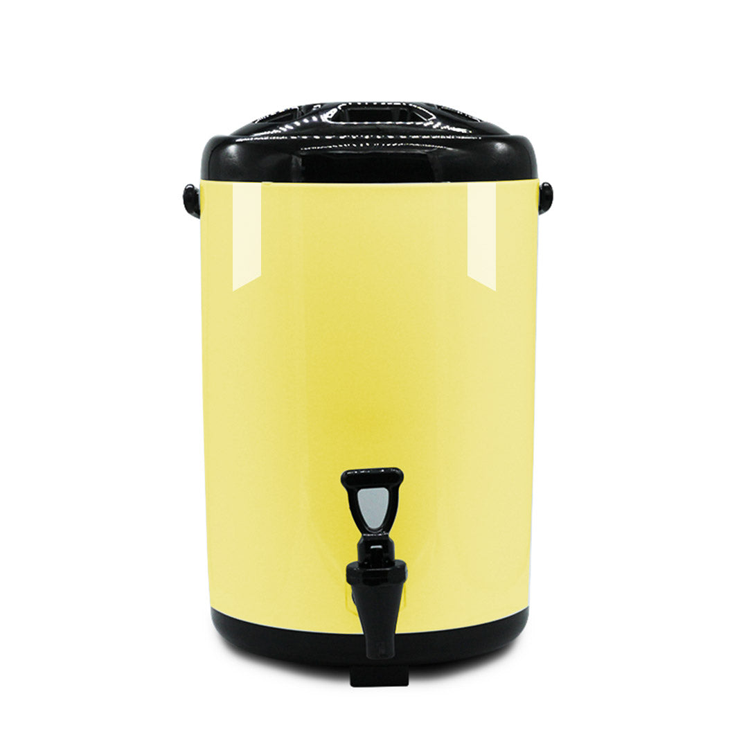 SOGA 12L Stainless Steel Insulated Milk Tea Barrel Hot and Cold Beverage Dispenser Container with Faucet Yellow