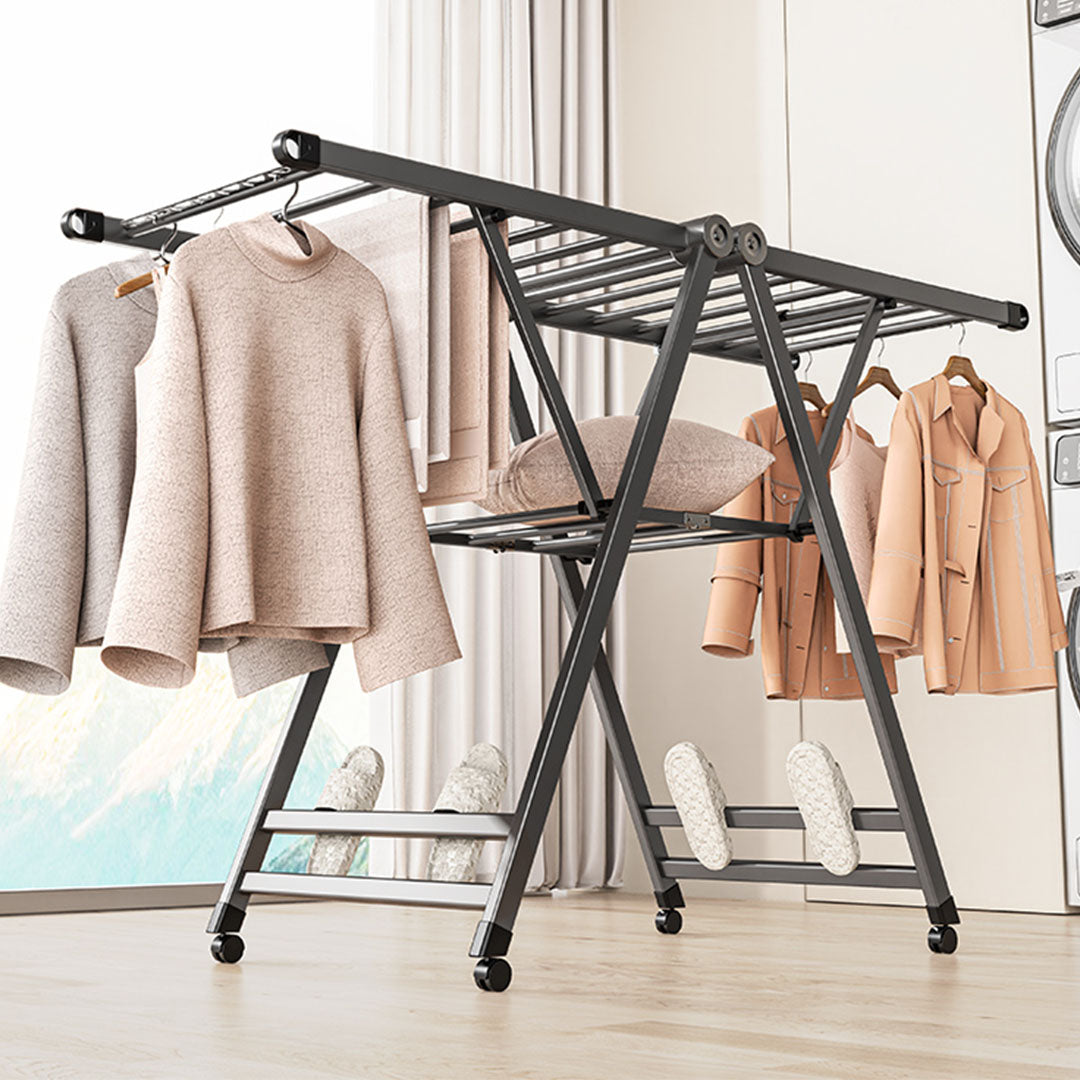 SOGA 1.6m Portable Wing Shape Clothes Drying Rack Foldable Space-Saving Laundry Holder