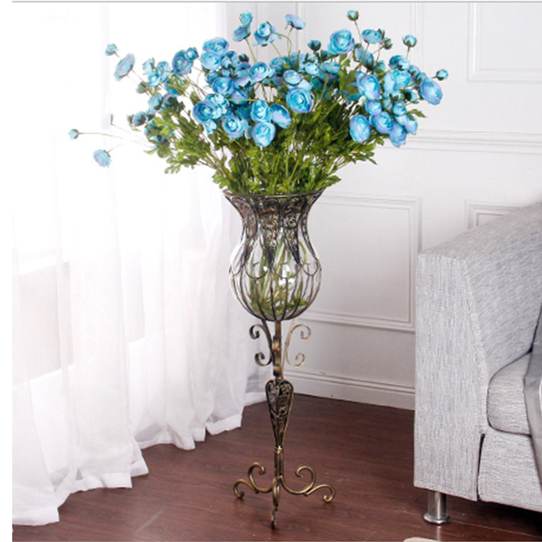 Clear Flower Vase With Tall Metal Stand