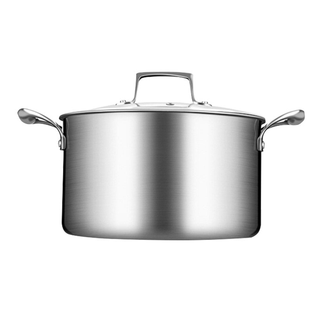 SOGA 20cm Stainless Steel Soup Pot Stock Cooking Stockpot Heavy Duty Thick Bottom with Glass Lid