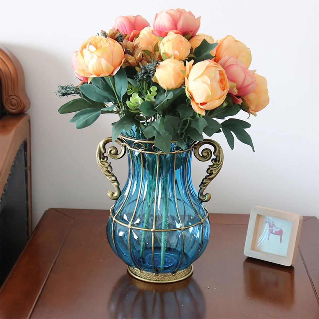 Blue Glass Flower Vase