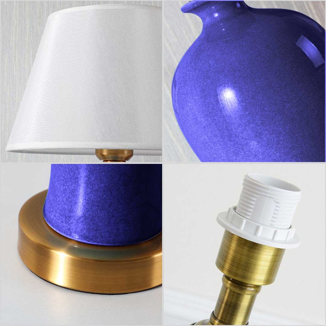 Blue Ceramic Oval Table Lamp