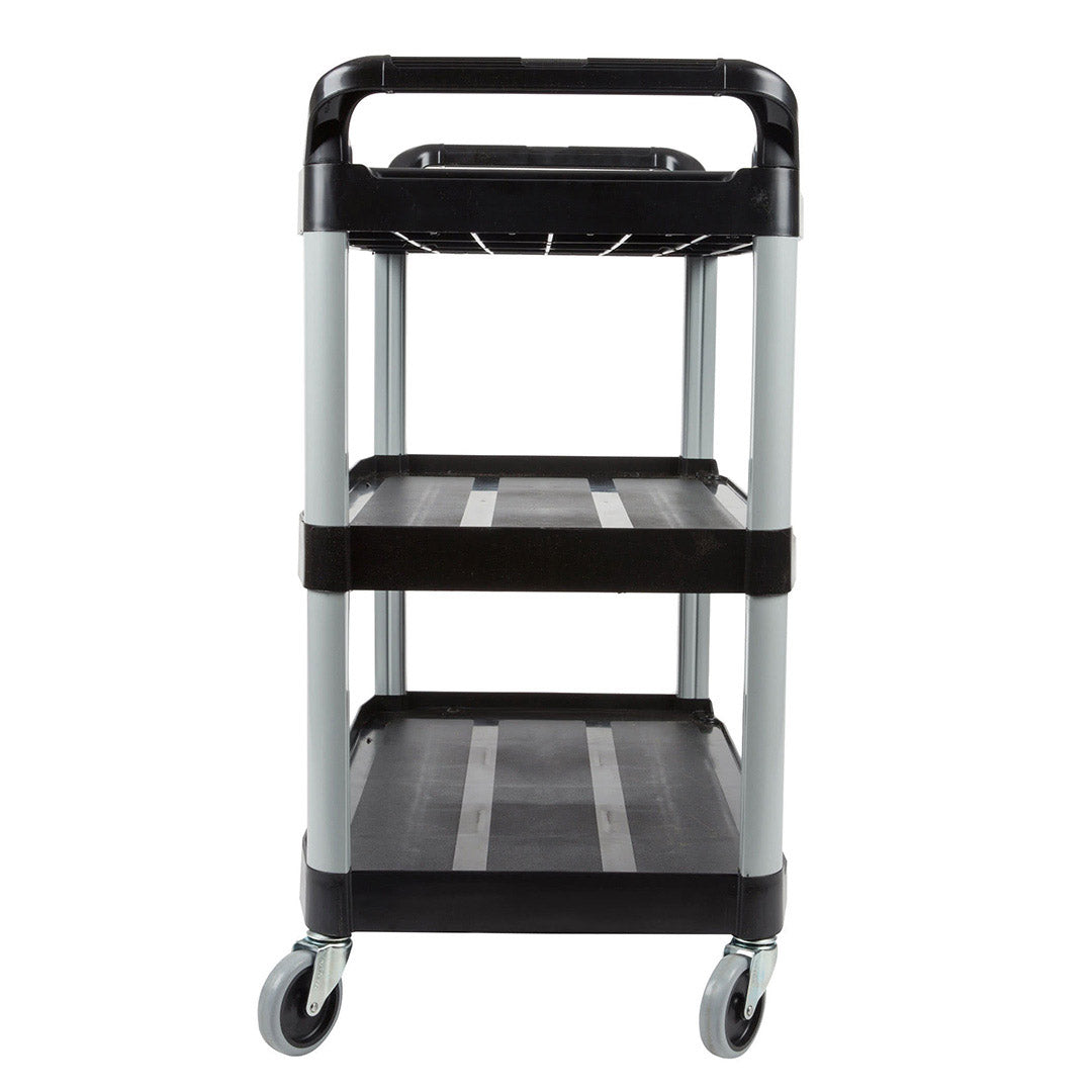 SOGA 3 Tier Food Trolley Food Waste Cart With Two Bins Storage Kitchen Black Large