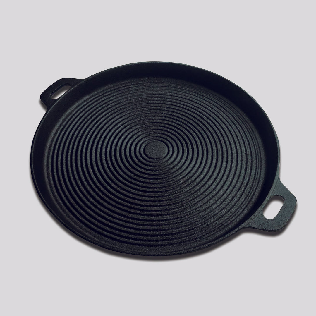 35cm Round Ribbed Frying Pan with Handle