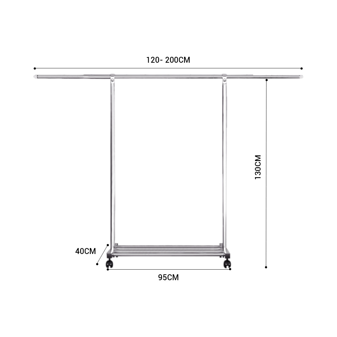 SOGA 200cm Stainless Steel Floor-Standing Clothes Rack - Durable and Space-Saving Laundry Organizer