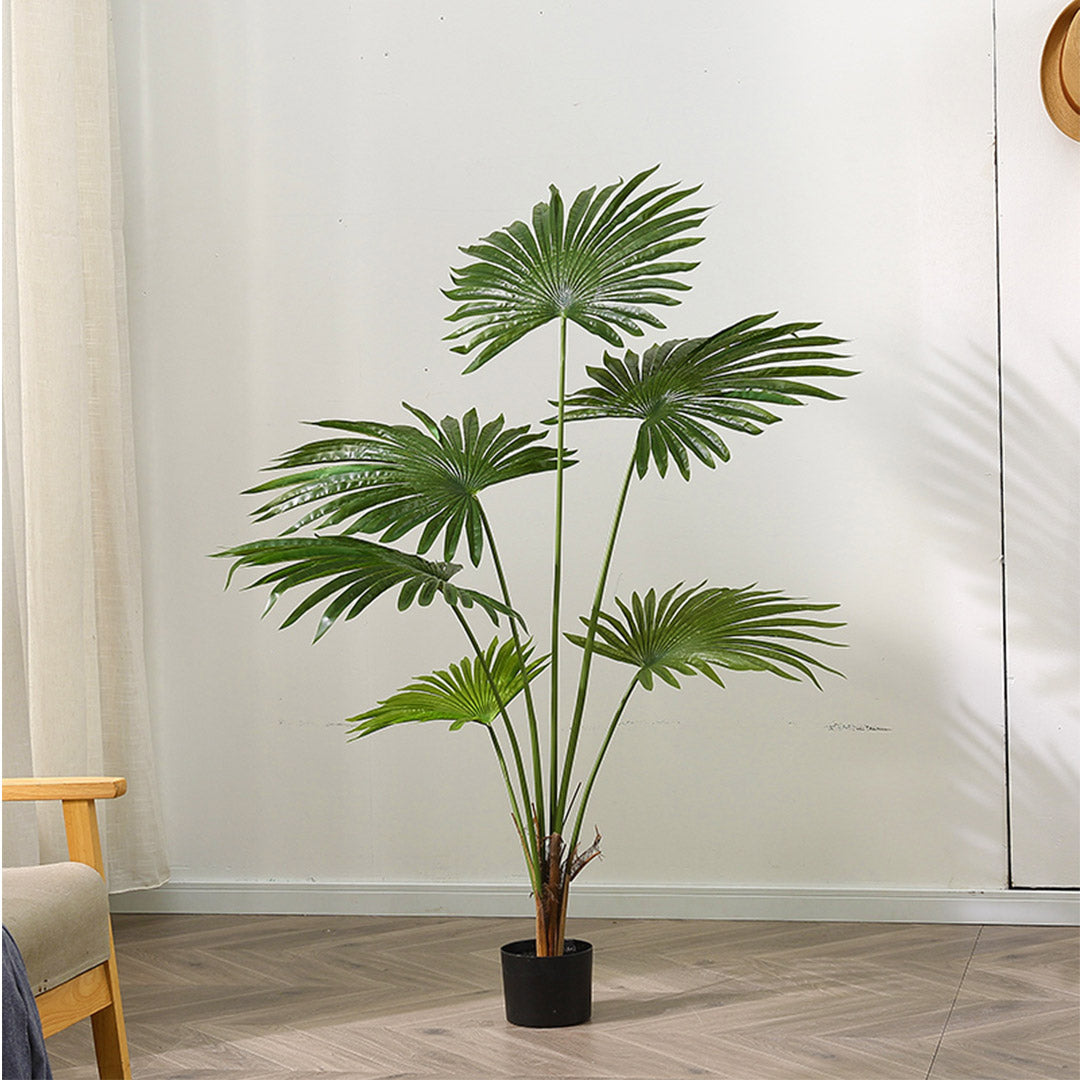 SOGA 120cm Artificial Natural Green Fan Palm Tree Fake Tropical Indoor Plant Home Office Decor