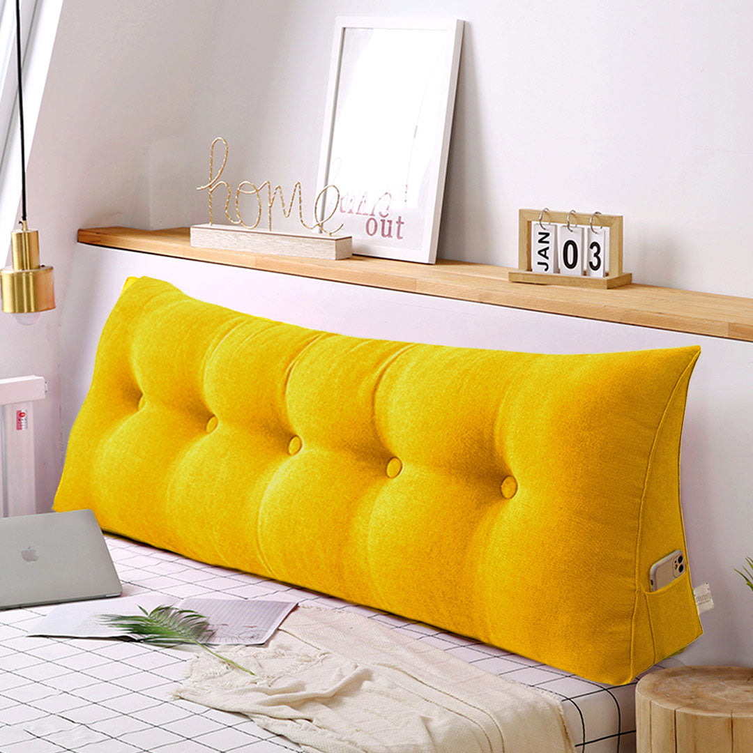 SOGA 100cm Yellow Triangular Wedge Bed Pillow Headboard Backrest Bedside Tatami Cushion Home Decor