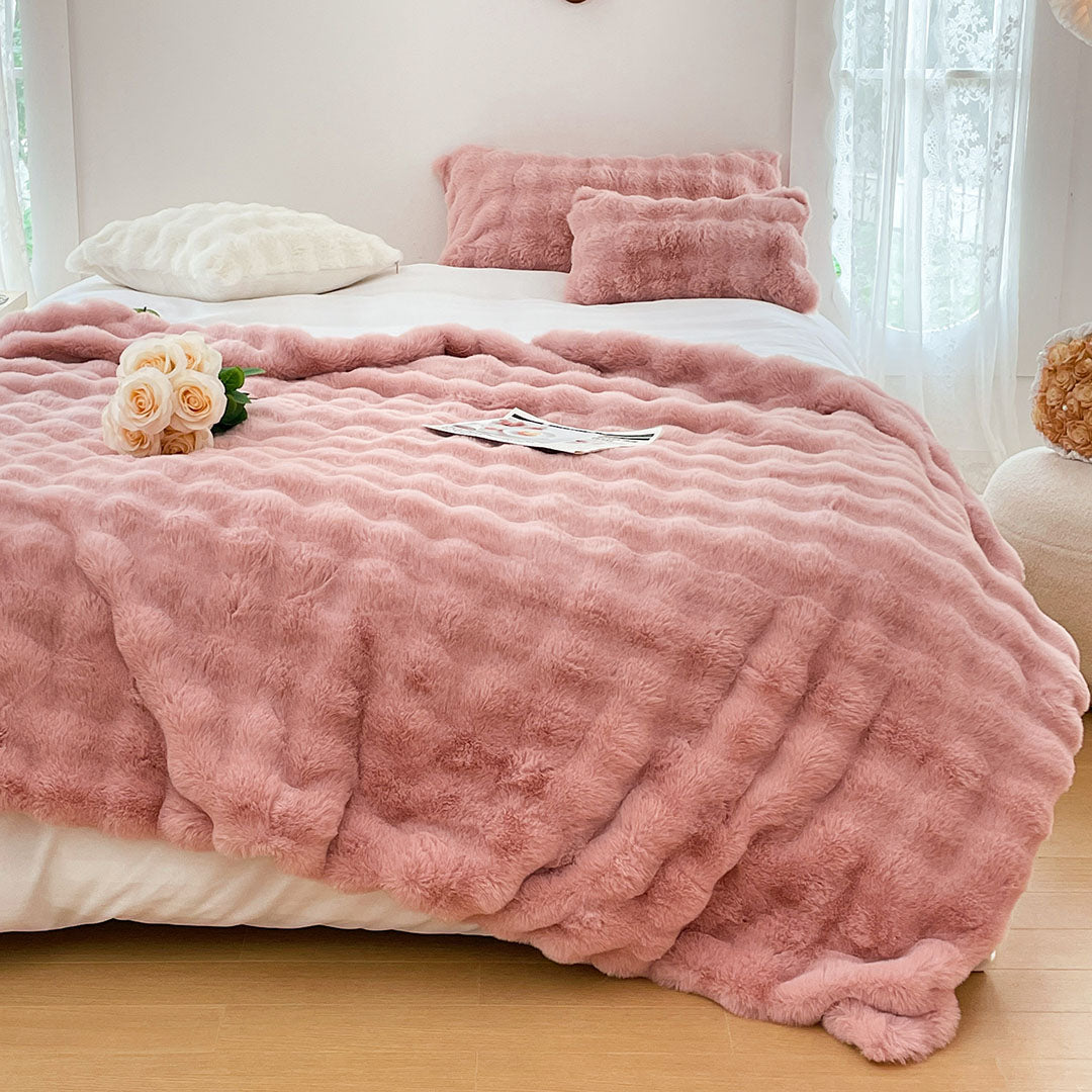 SOGA 2X 200cm Pink Fur Fuzzy Super Soft and Cozy Fluffy Throw Blanket