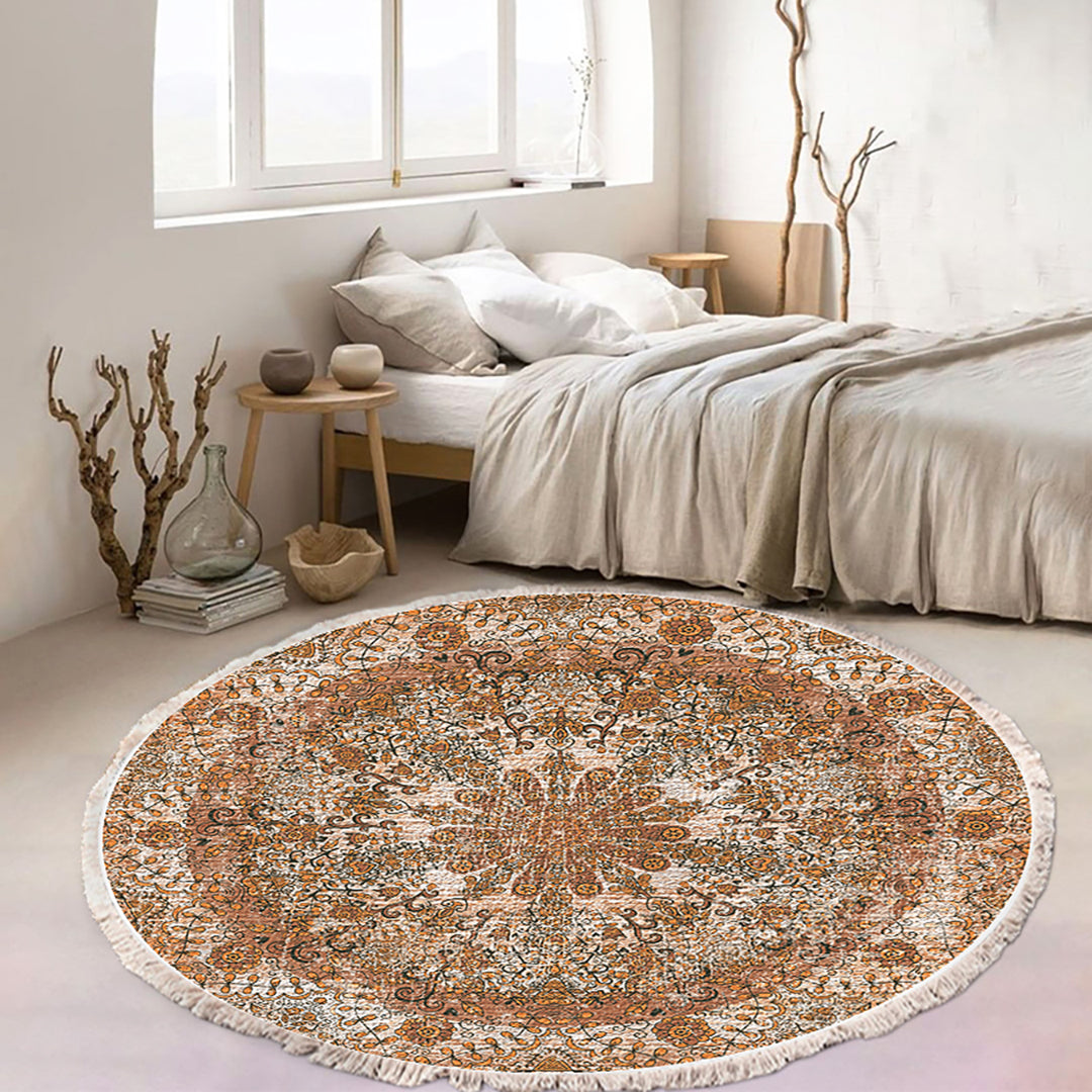 SOGA 120cm Mandala Pattern Circle Area Rugs for Living Room Lounge Anti-slip Doormat Home Decor