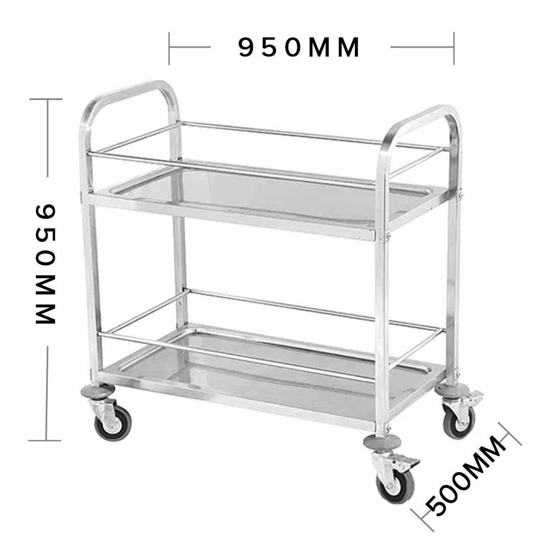 SOGA 2 Tier Stainless Steel Drink Wine Food Utility Cart 95x50x95cm Large