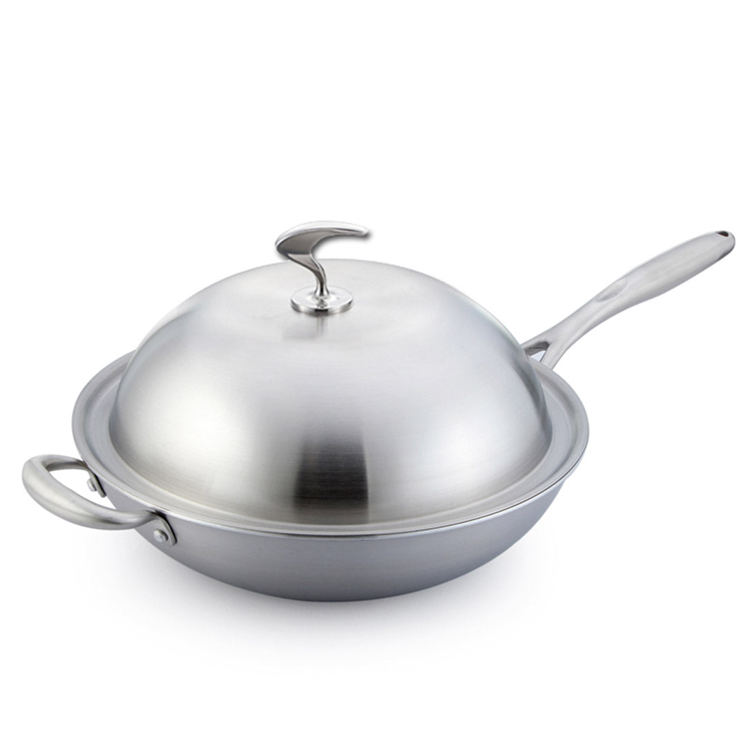 Frying Pan With Helper Handle and Lid