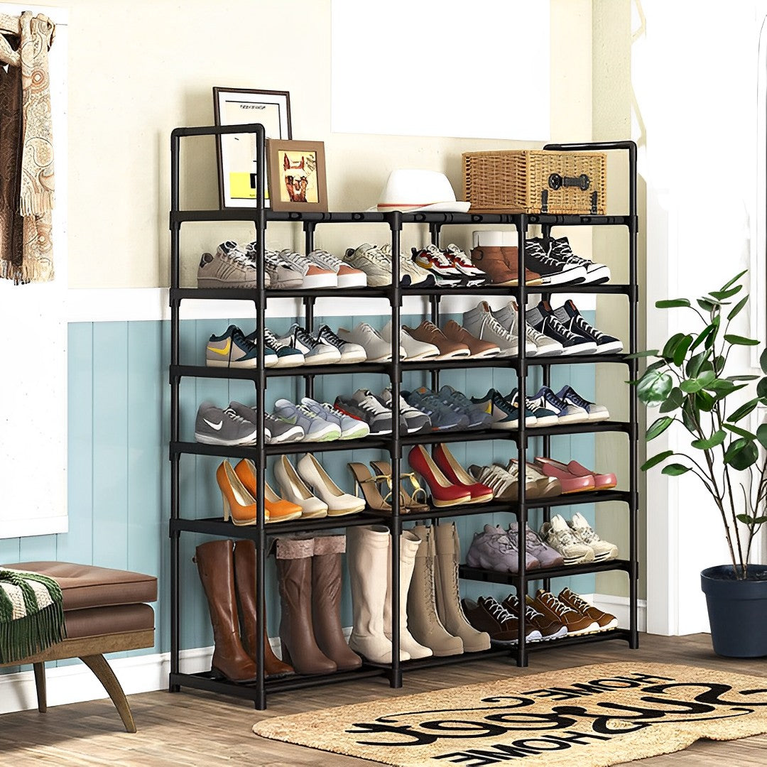 SOGA 2X 19-Shelf Tier Shoe Storage Shelf Space-Saving Caddy Rack Organiser with Handle