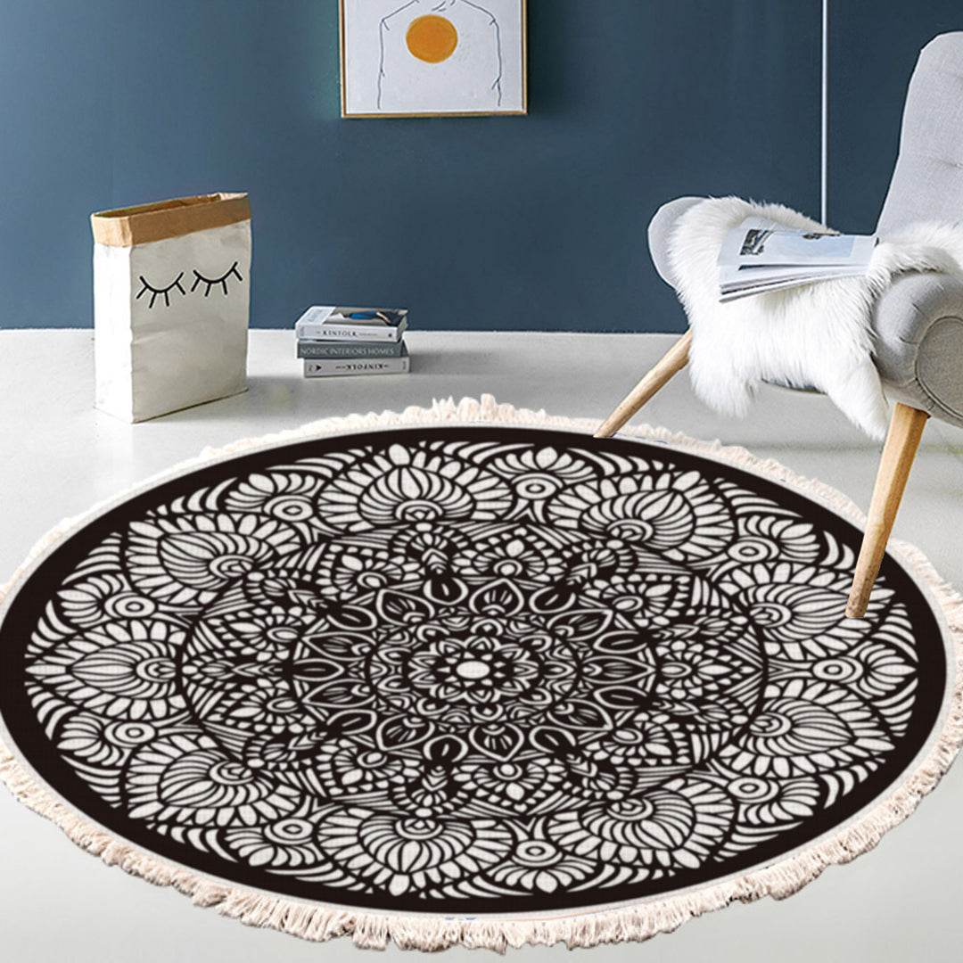 SOGA 2X 120cm Mandala Modern Ethnic Tassel Print Anti-slip Doormat Home Decor