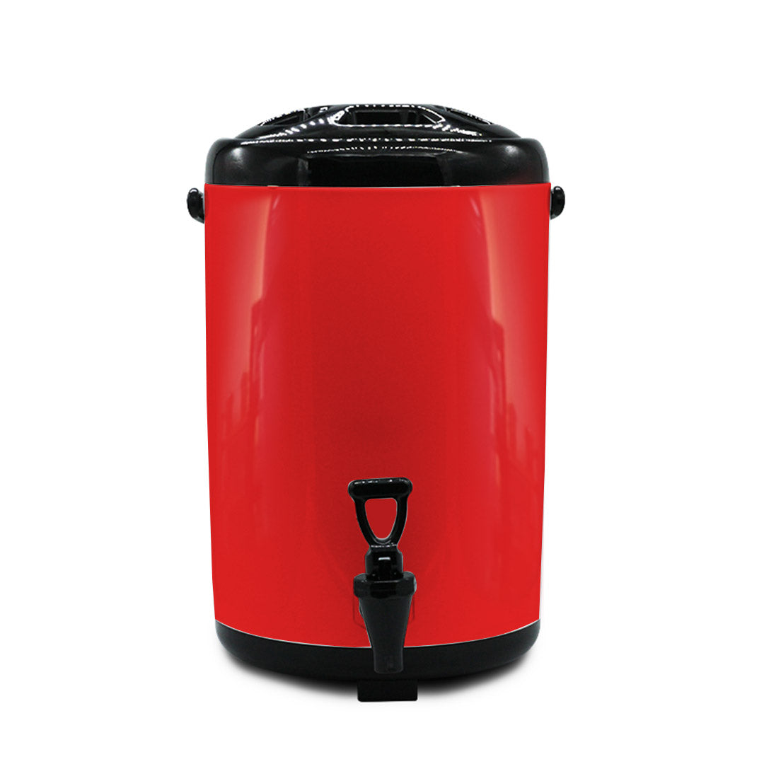 SOGA 16L Stainless Steel Insulated Milk Tea Barrel Hot and Cold Beverage Dispenser Container with Faucet Red