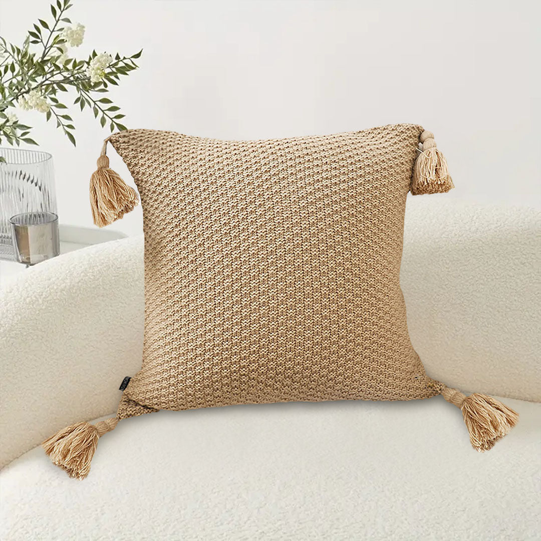 Light Brown Pillow With Tassel