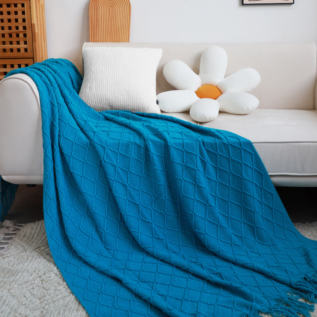 Diamond Knitted Pattern Throw Blanket