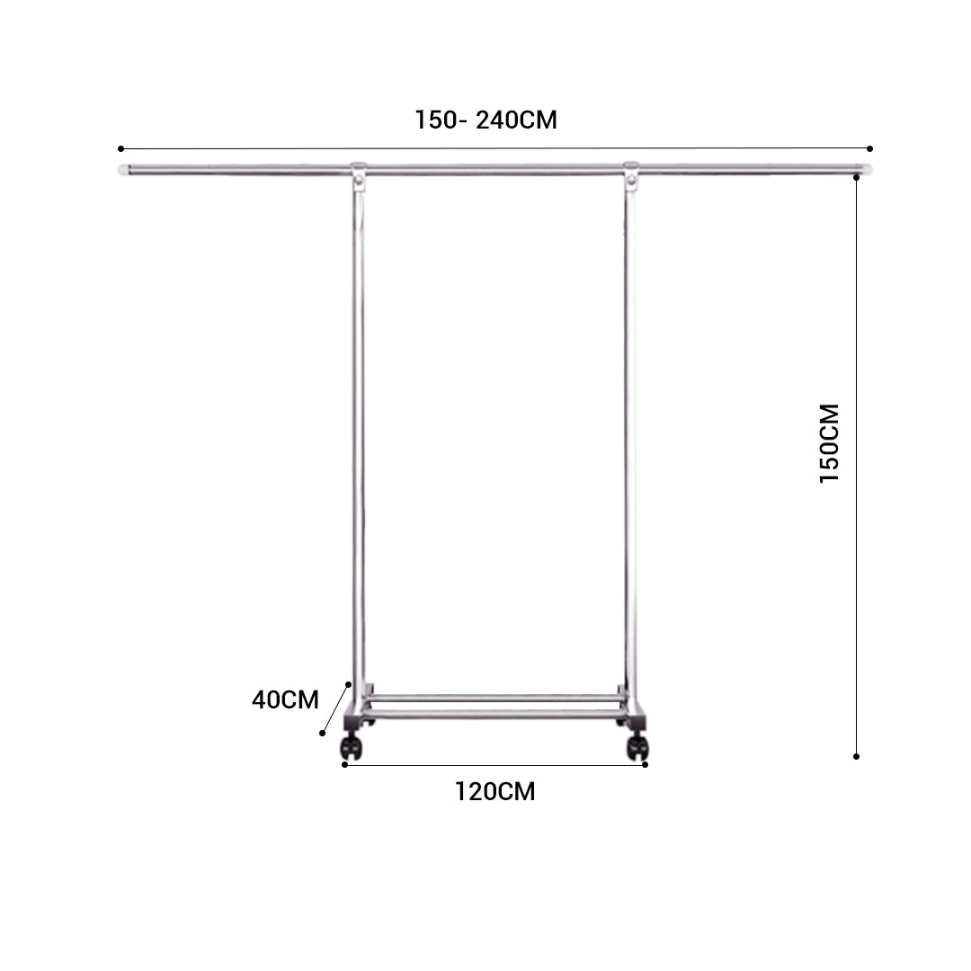 SOGA 2X 180cm Stainless Steel Floor-Standing Clothes Rack - Durable and Space-Saving Laundry Organizer