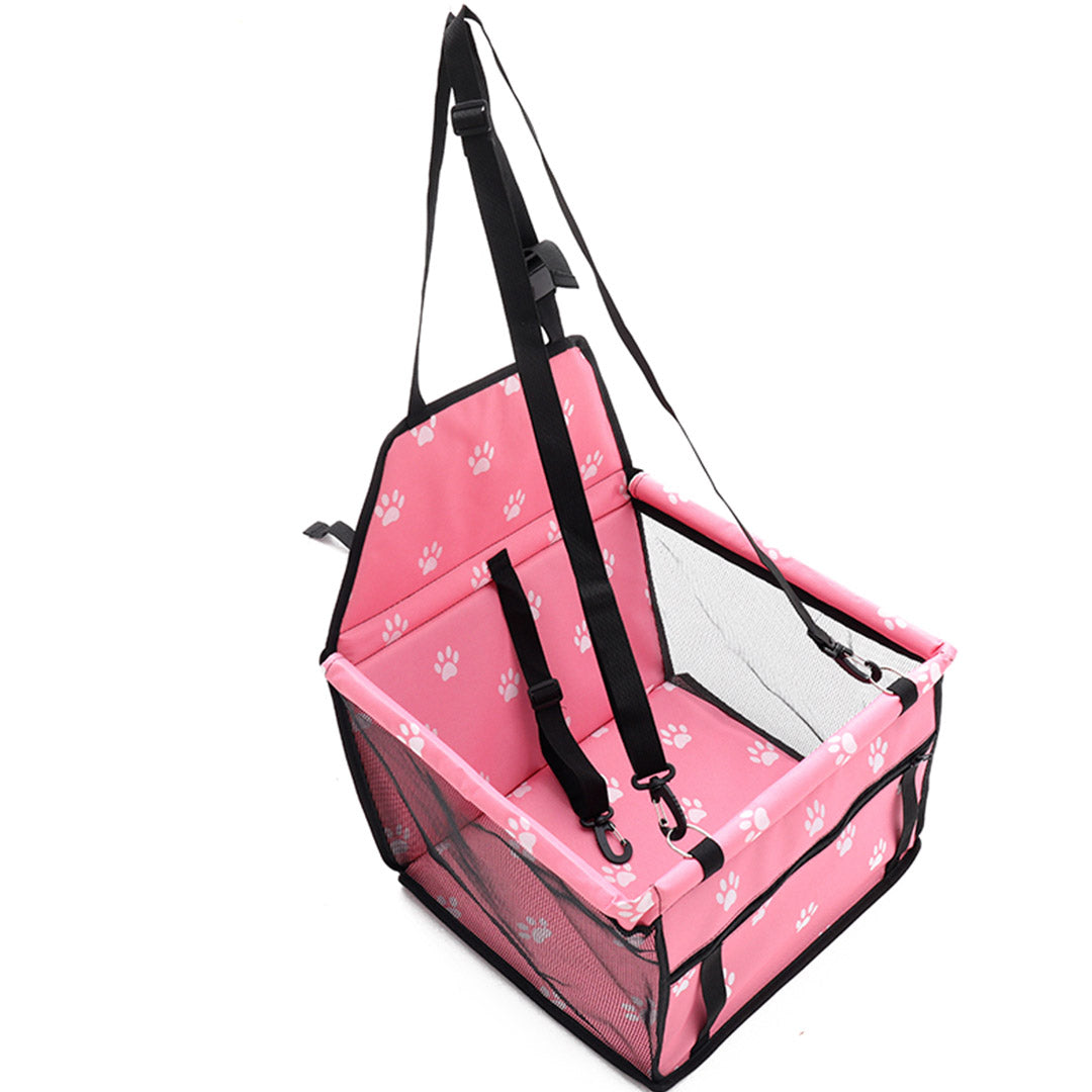 SOGA 2X Waterproof Pet Booster Car Seat Breathable Mesh Safety Travel Portable Dog Carrier Bag Pink