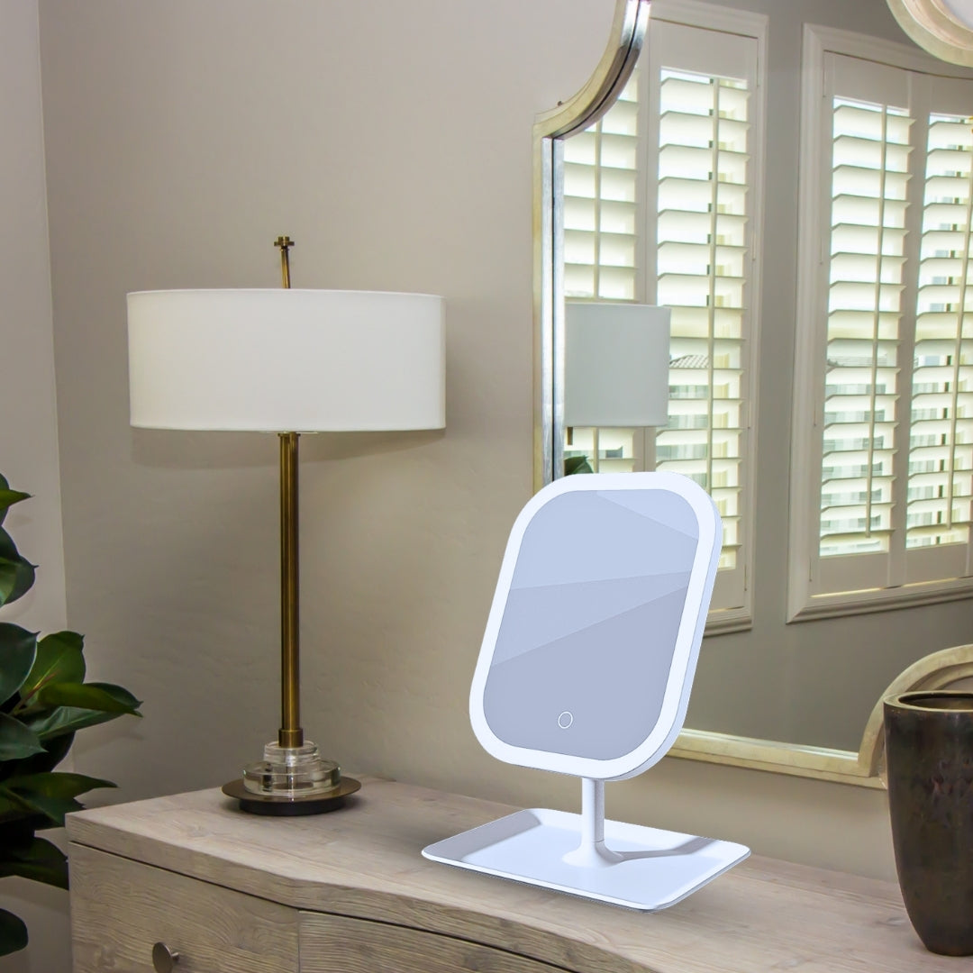 White Smart LED Table Mirror