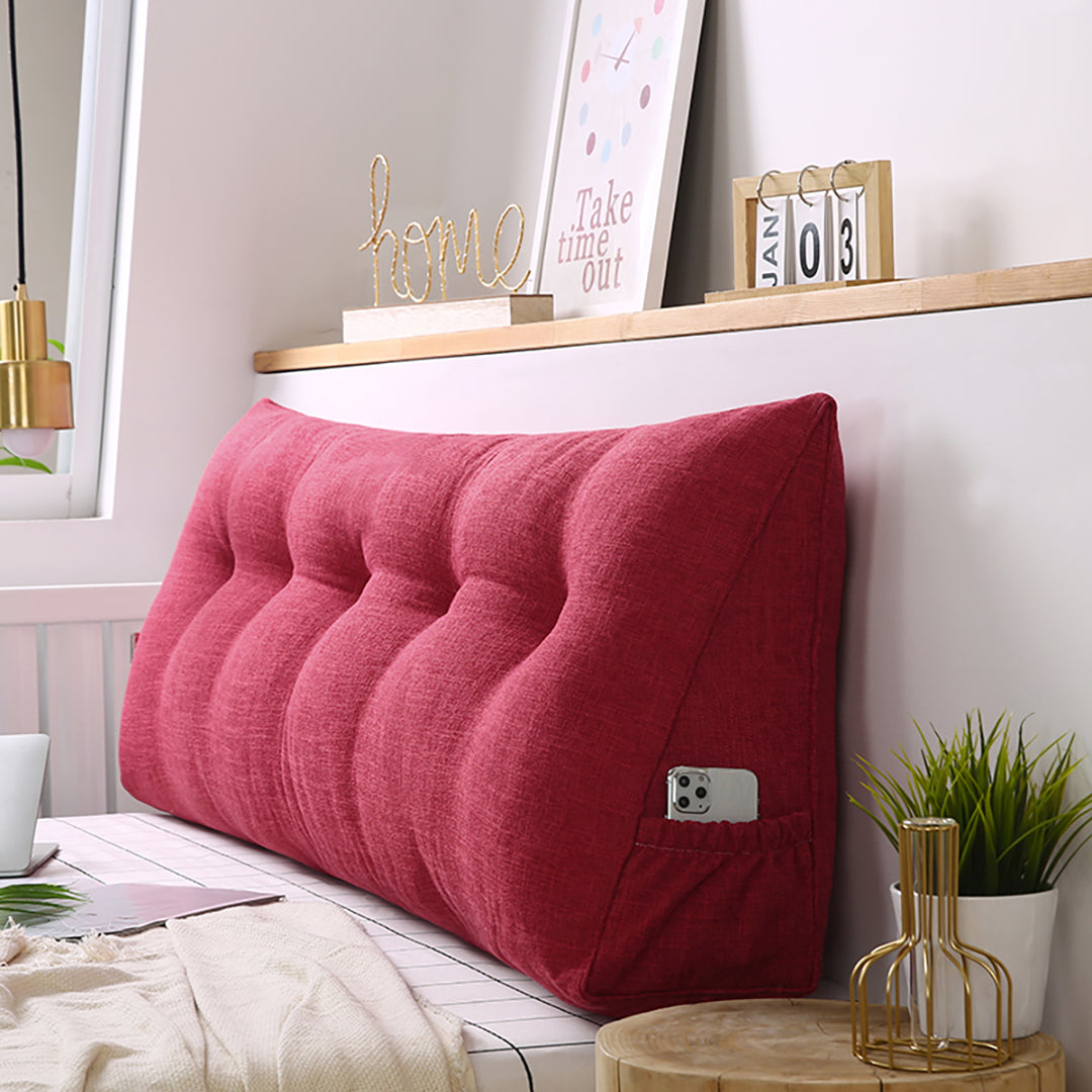 SOGA 4X 120cm Rose Red Triangular Wedge Bed Pillow Headboard Backrest Bedside Tatami Cushion Home Decor