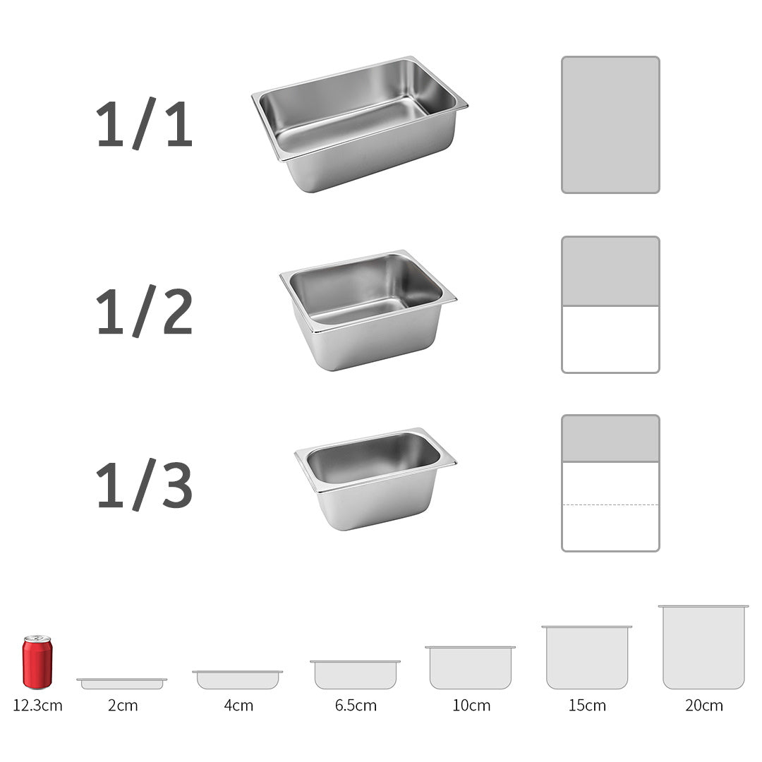 SOGA 12X Gastronorm GN Pan Full Size 1/2 GN Pan 20cm Deep Stainless Steel Tray With Lid