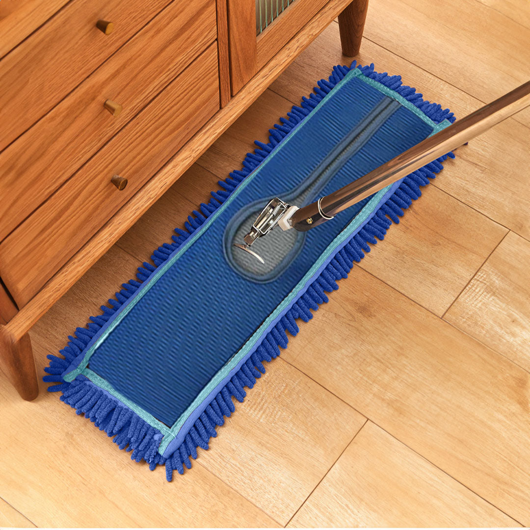 SOGA 100x22 Blue Microfiber Flat Mop Floor Cleaning Pads Rotating Dust Remover