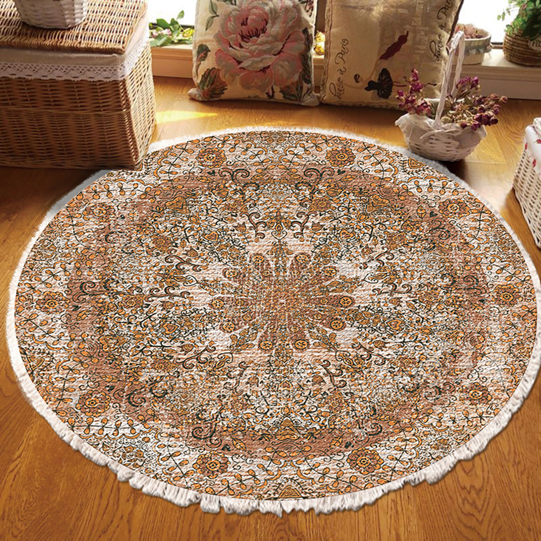 SOGA 120cm Mandala Pattern Circle Area Rugs for Living Room Lounge Anti-slip Doormat Home Decor