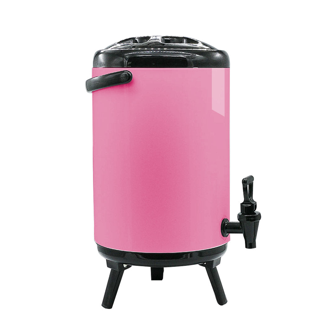 SOGA 8X 16L Stainless Steel Insulated Milk Tea Barrel Hot and Cold Beverage Dispenser Container with Faucet Pink