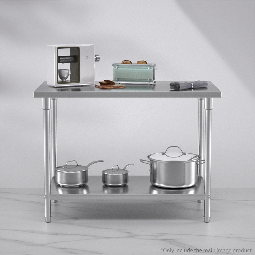 SOGA 2-Tier Commercial Catering Kitchen Stainless Steel Prep Work Bench Table 120*70*85cm