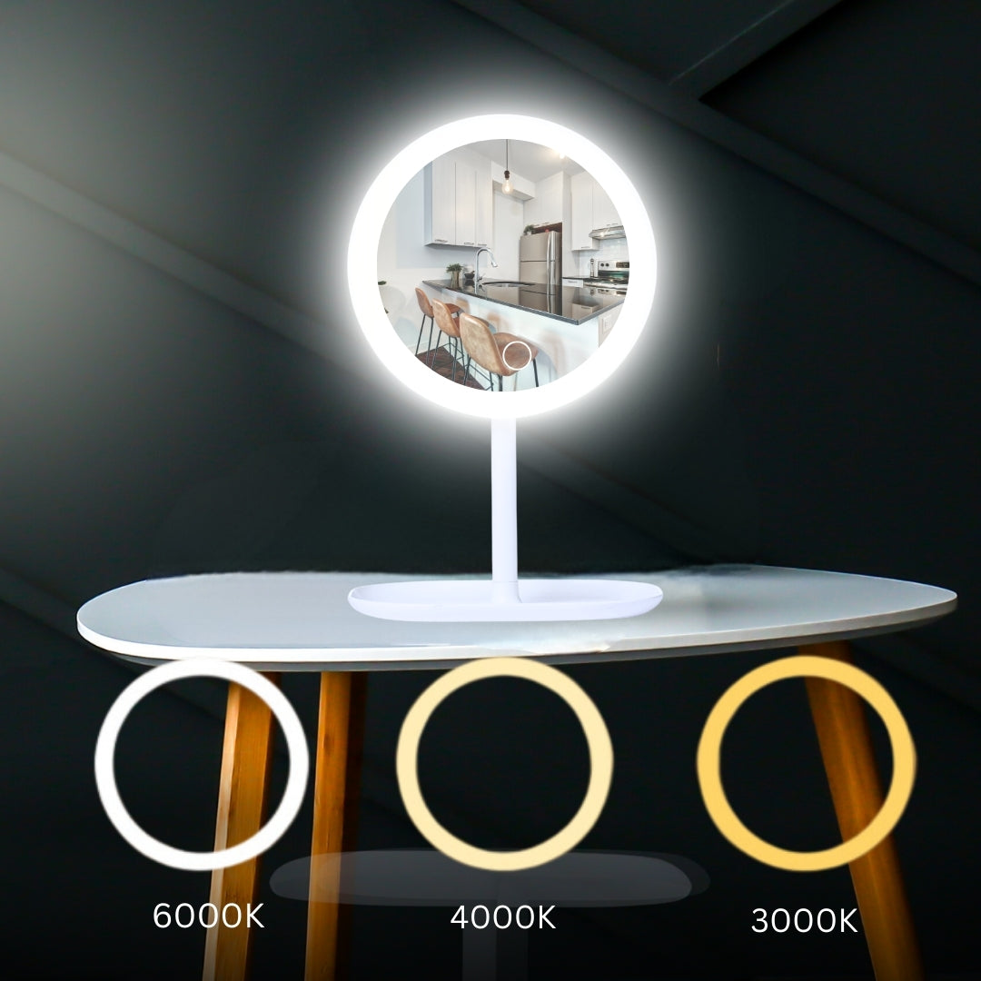 White Smart LED Table Mirror