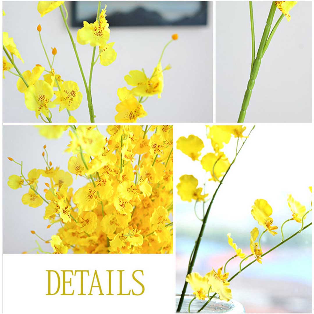 SOGA 10pcs Artificial Silk Flower Fake Orchid Bouquet Table Decor Yellow