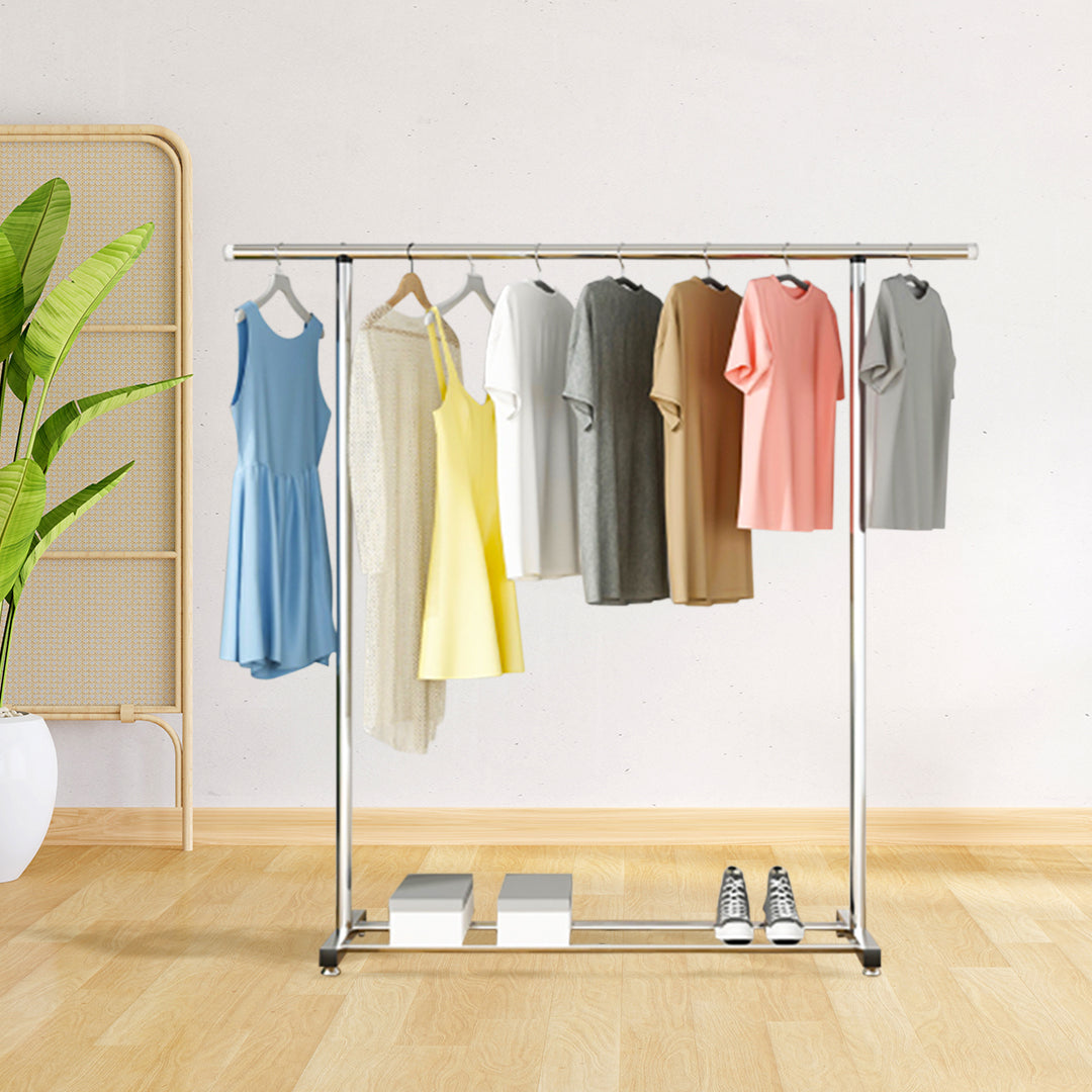 SOGA 150cm Stainless Steel Floor-Standing Clothes Rack - Durable and Space-Saving Laundry Organizer