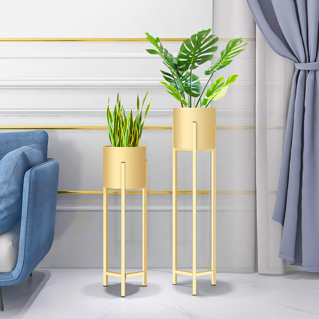 SOGA 4X 60cm Gold Metal Plant Stand with Flower Pot Holder Corner Shelving Rack Indoor Display