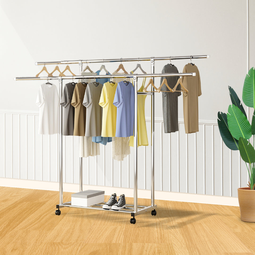 SOGA 200cm Stainless Steel Floor-Standing Clothes Rack - Durable and Space-Saving Laundry Organizer