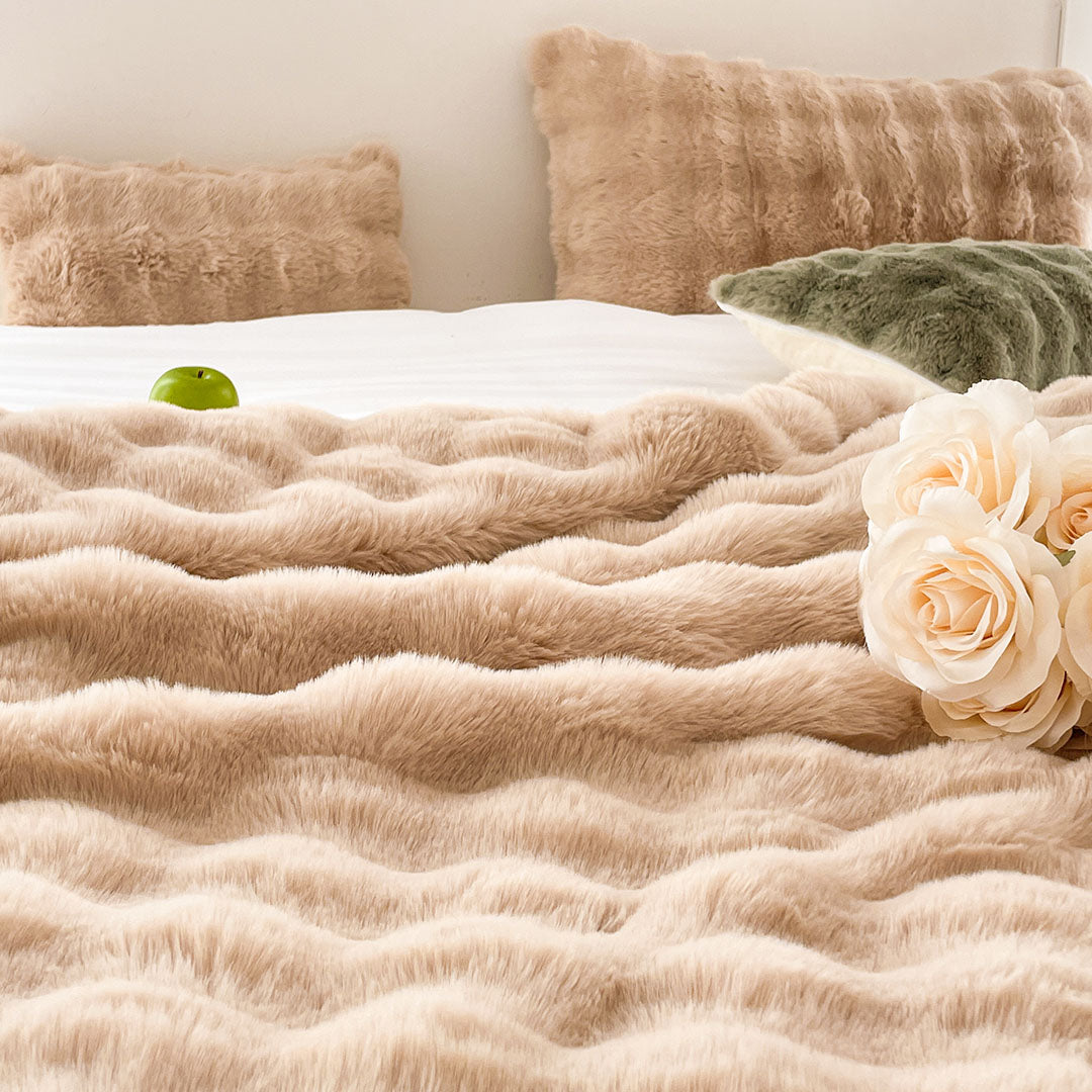 SOGA 200cm Light Camel Fur Fuzzy Super Soft and Cozy Fluffy Throw Blanket