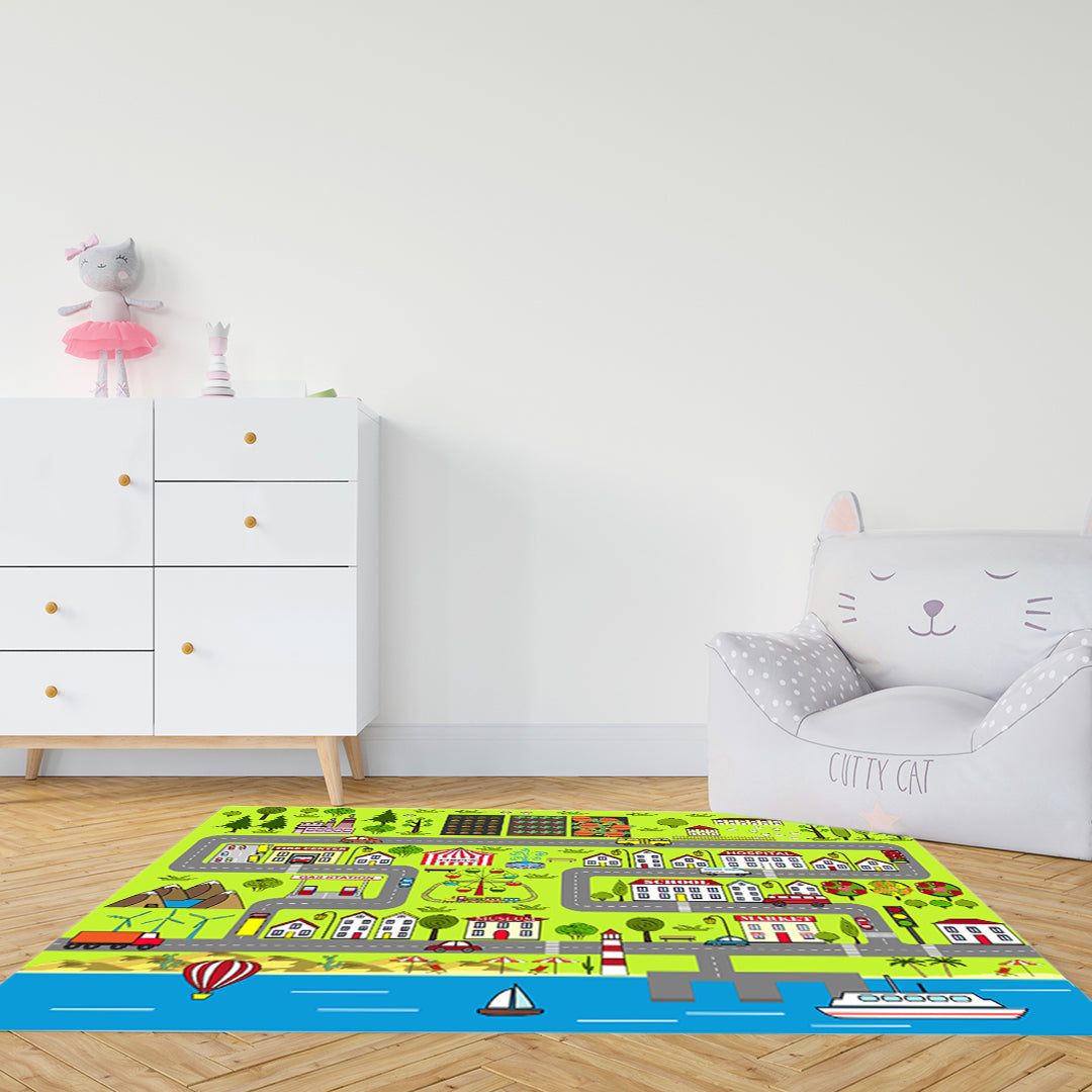 SOGA 120cm Kids Rug Street Map Play Mat Educational Baby Theme Park Area Rugs