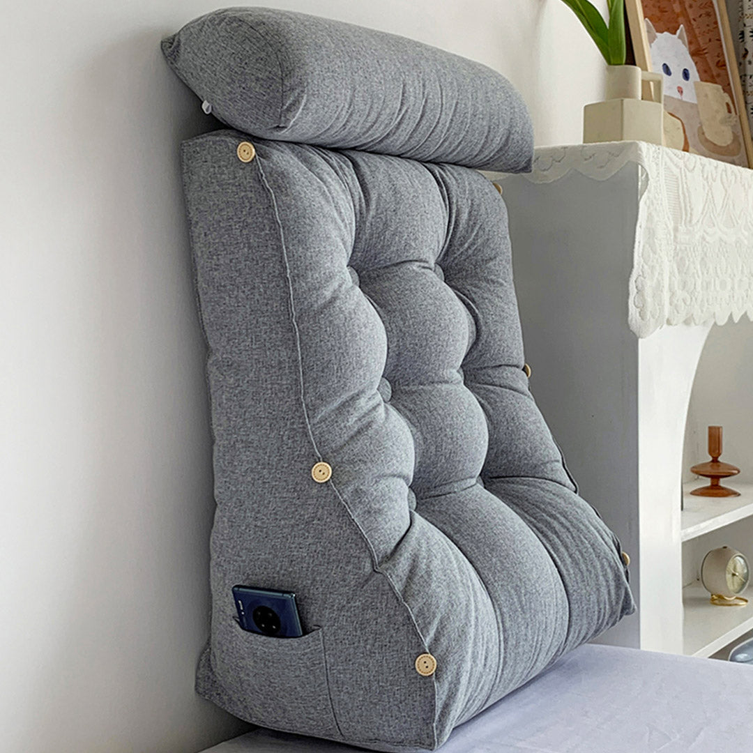 SOGA 4X 45cm Silver Triangular Wedge Lumbar Pillow Headboard Backrest Sofa Bed Cushion Home Decor