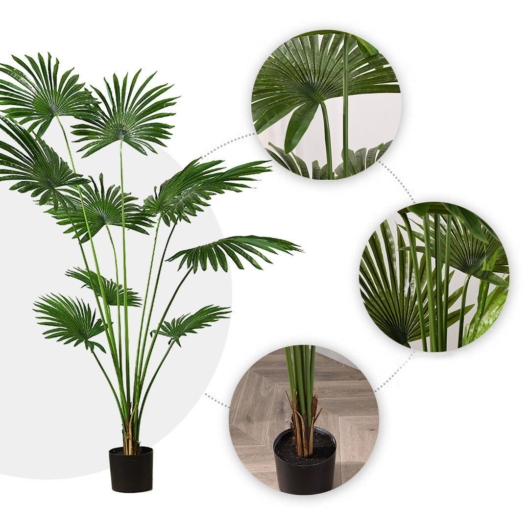 SOGA 4X 180cm Artificial Natural Green Fan Palm Tree Fake Tropical Indoor Plant Home Office Decor