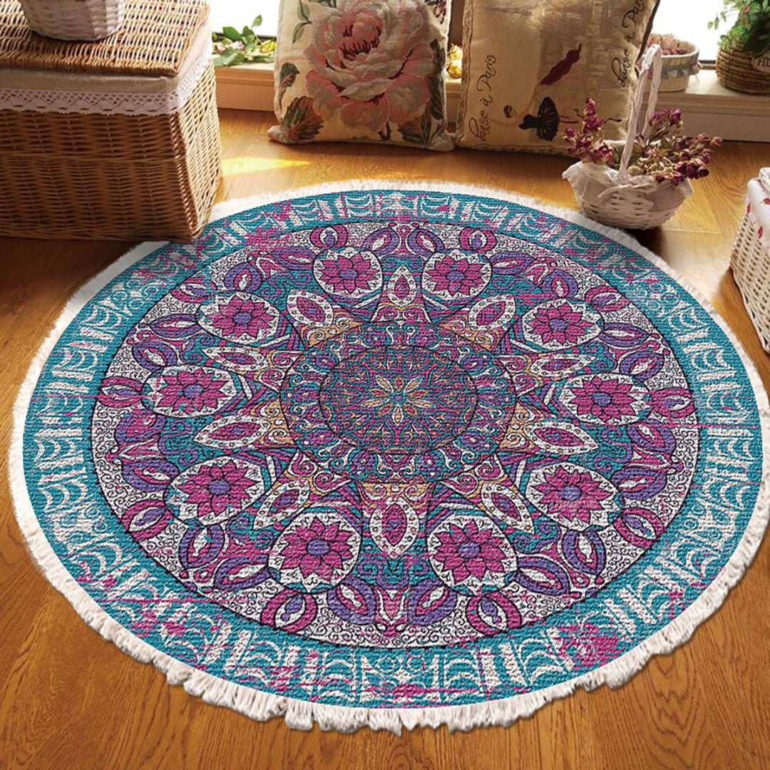 SOGA 120cm Mandala Area Rug for Living Room Lounge Bedroom Anti-slip Doormat Home Decor