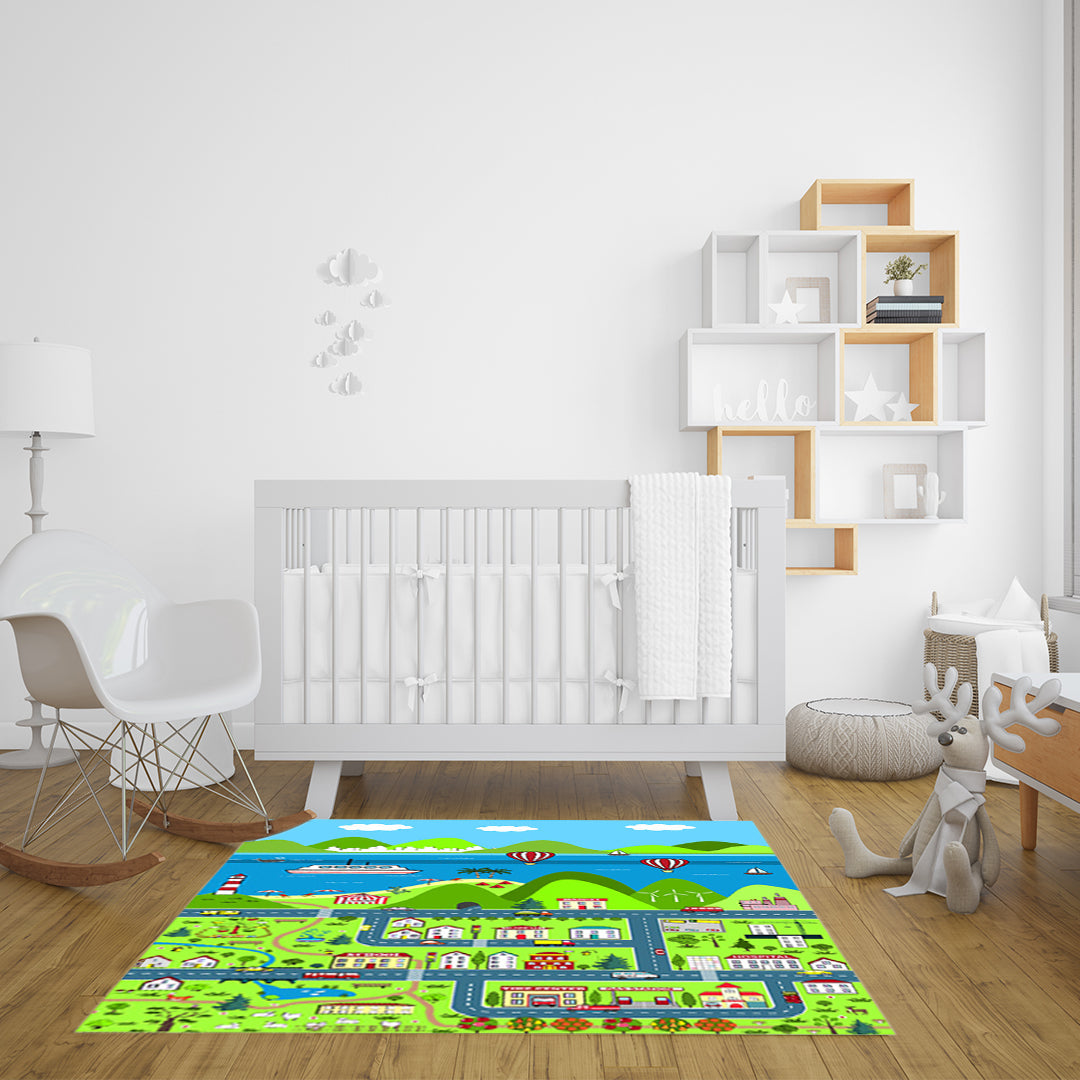 SOGA 120cm Kids Rug Street Map Play Mat Educational Baby Theme Park Area Rugs