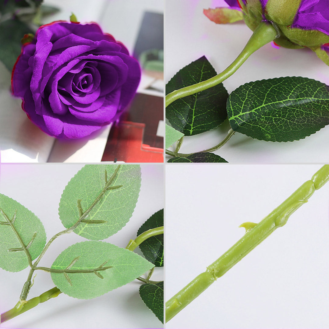 SOGA 20pcs Artificial Silk Flower Fake Rose Bouquet Table Decor Purple