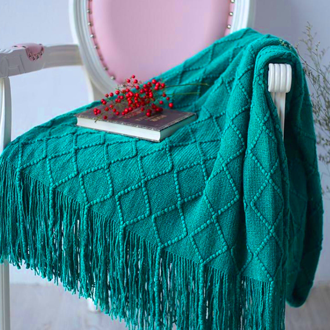 Diamond Knitted Pattern Throw Blanket