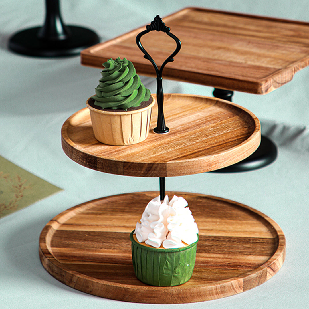 Round Wooden Dessert Tray