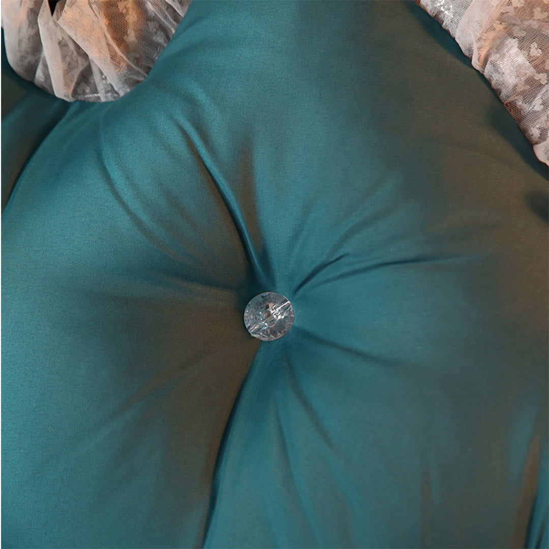 SOGA 180cm Blue-Green Princess Bed Pillow Headboard Backrest Bedside Tatami Sofa Cushion with Ruffle Lace Home Decor