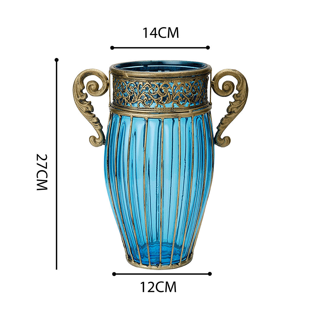 Flower Vase with Metal Handle