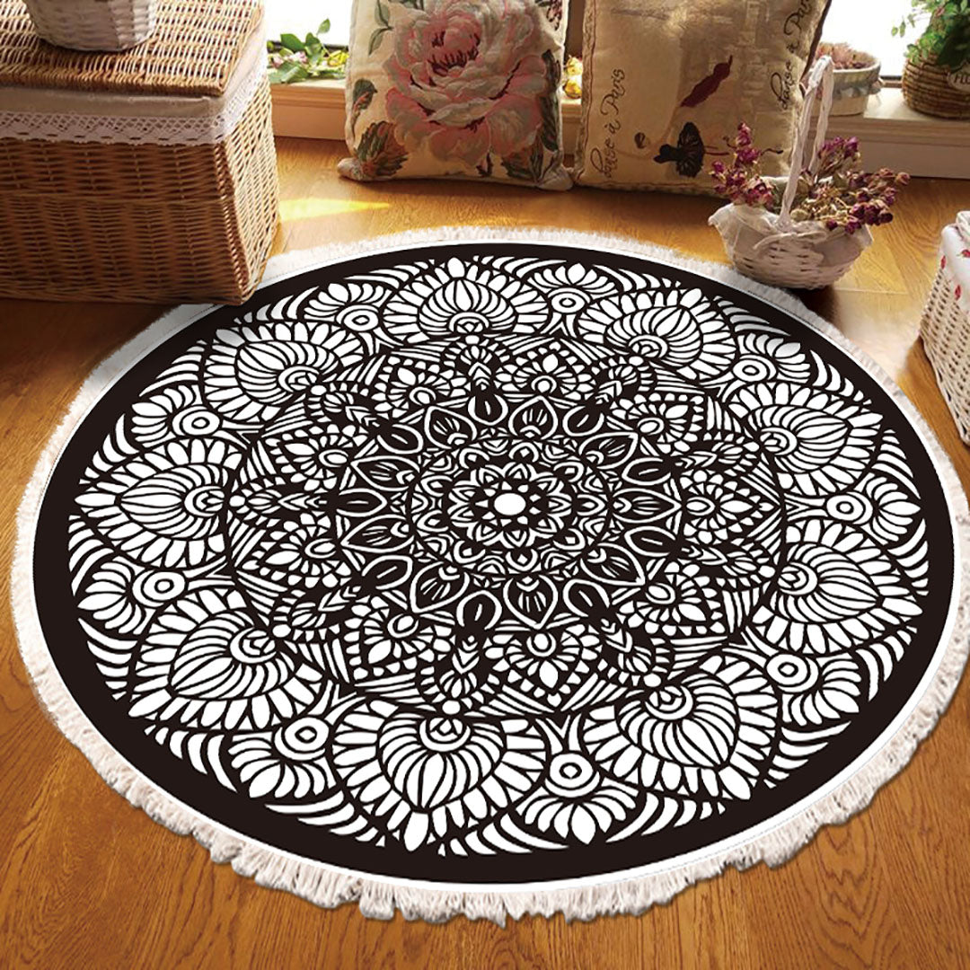 SOGA 2X 120cm Mandala Modern Ethnic Tassel Print Anti-slip Doormat Home Decor