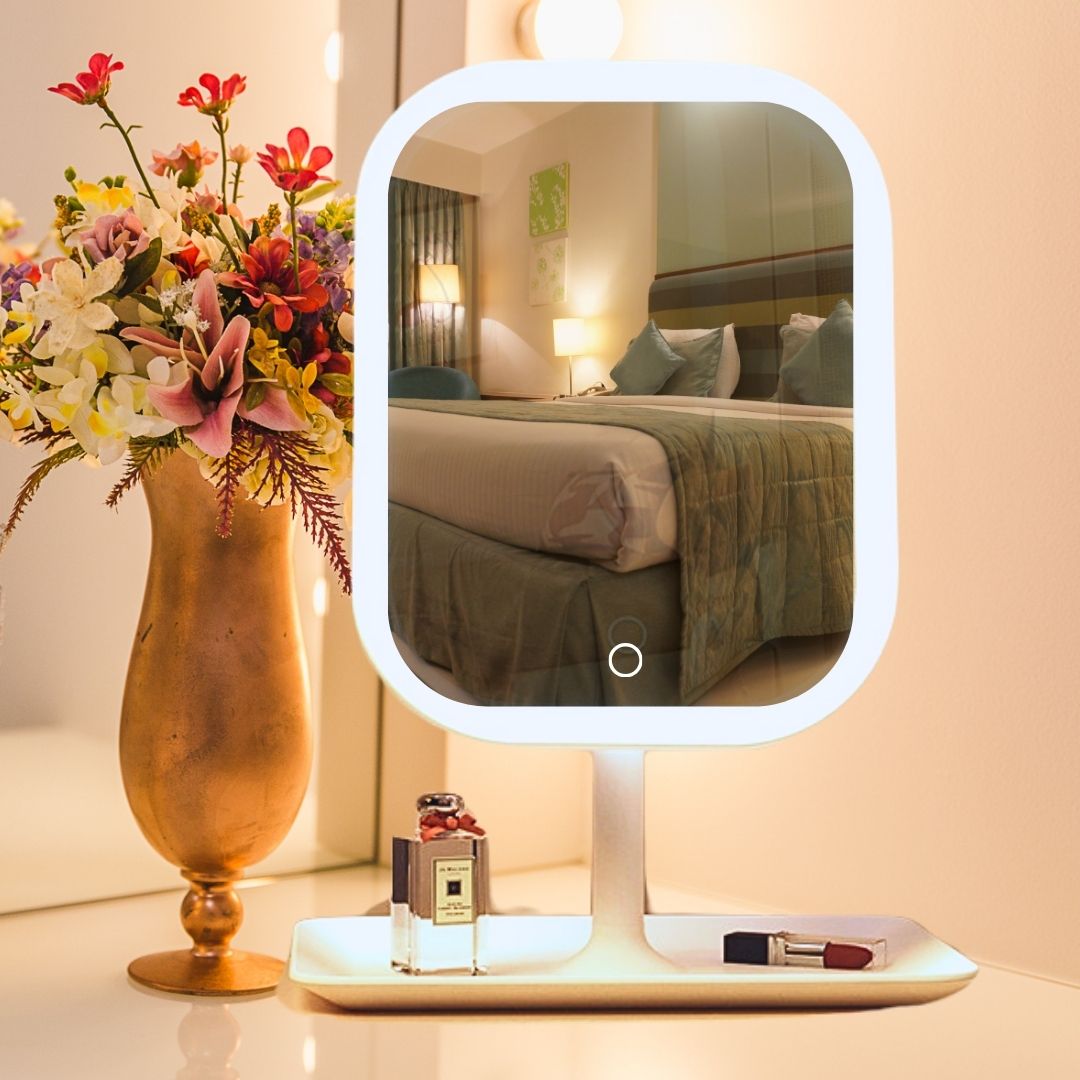 White Smart LED Table Mirror