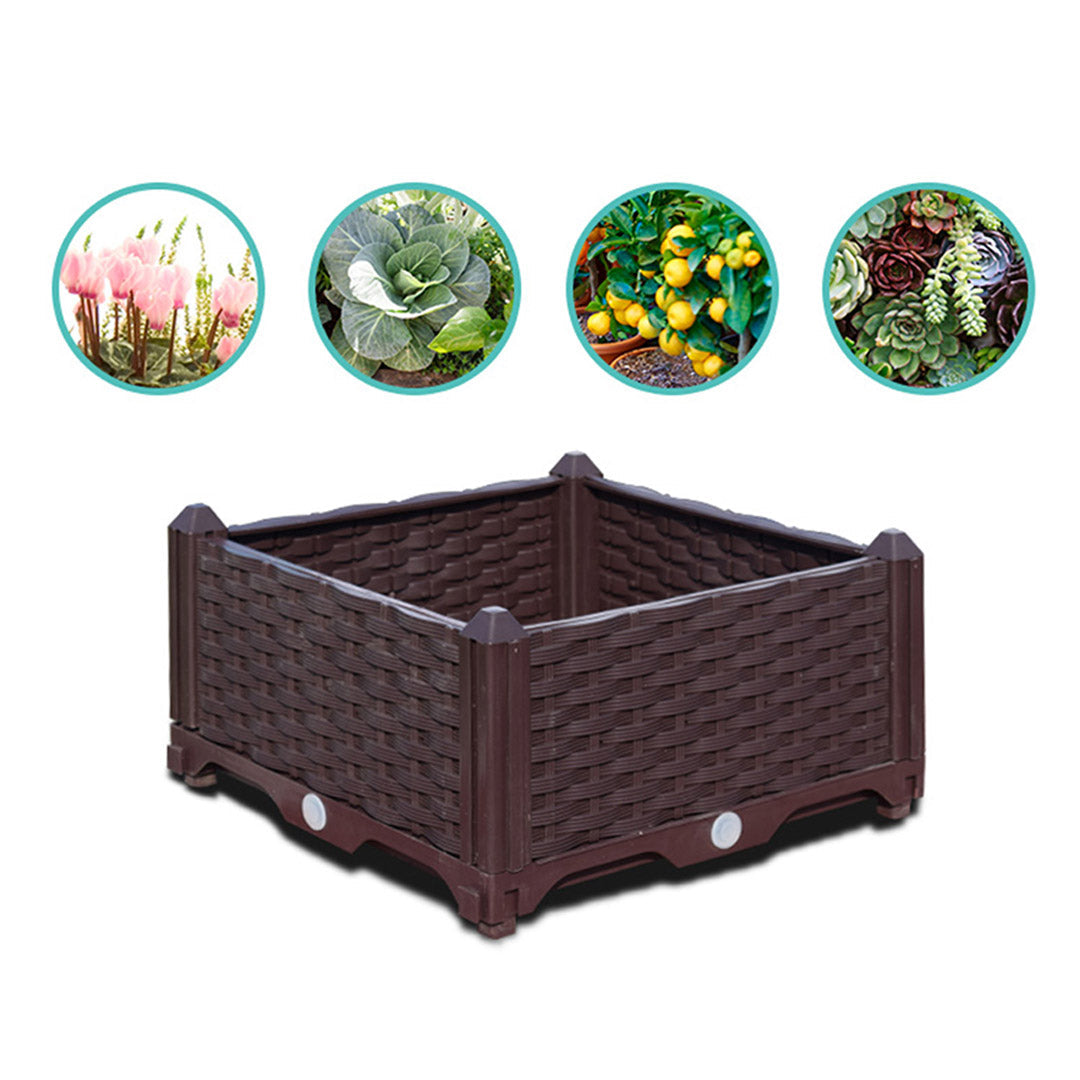 SOGA 40cm Raised Planter Box Vegetable Herb Flower Outdoor Plastic Plants Garden Bed Deepen