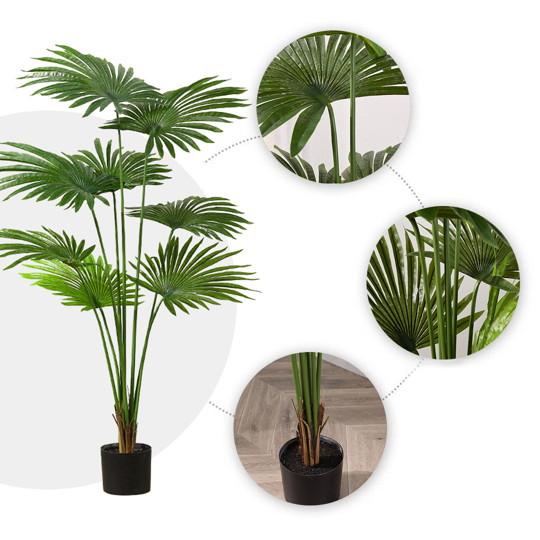 SOGA 150cm Artificial Natural Green Fan Palm Tree Fake Tropical Indoor Plant Home Office Decor