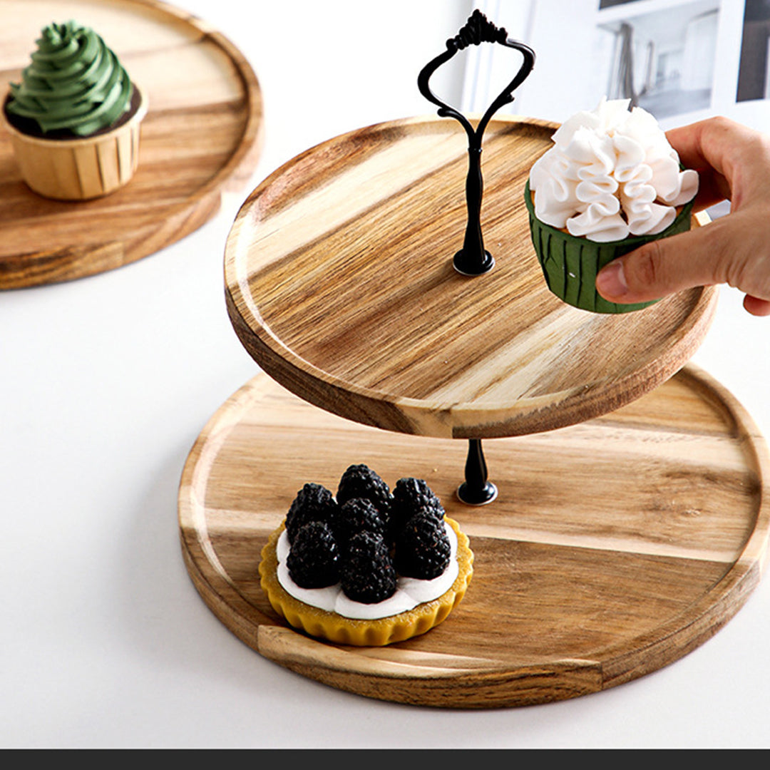 Round Wooden Dessert Tray